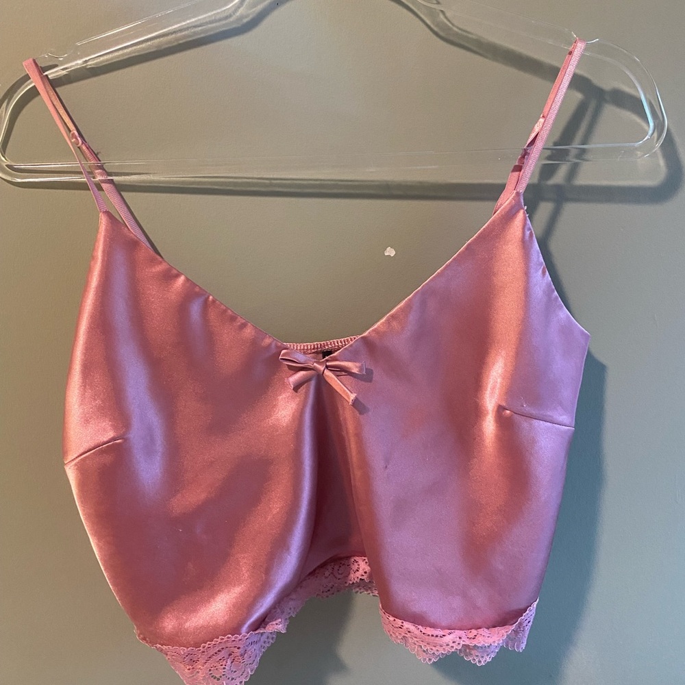 pink lacey slip top